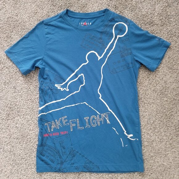 Boys Blue Jordan Jump man T-shirt  Large 12-13 Years - Picture 1 of 7
